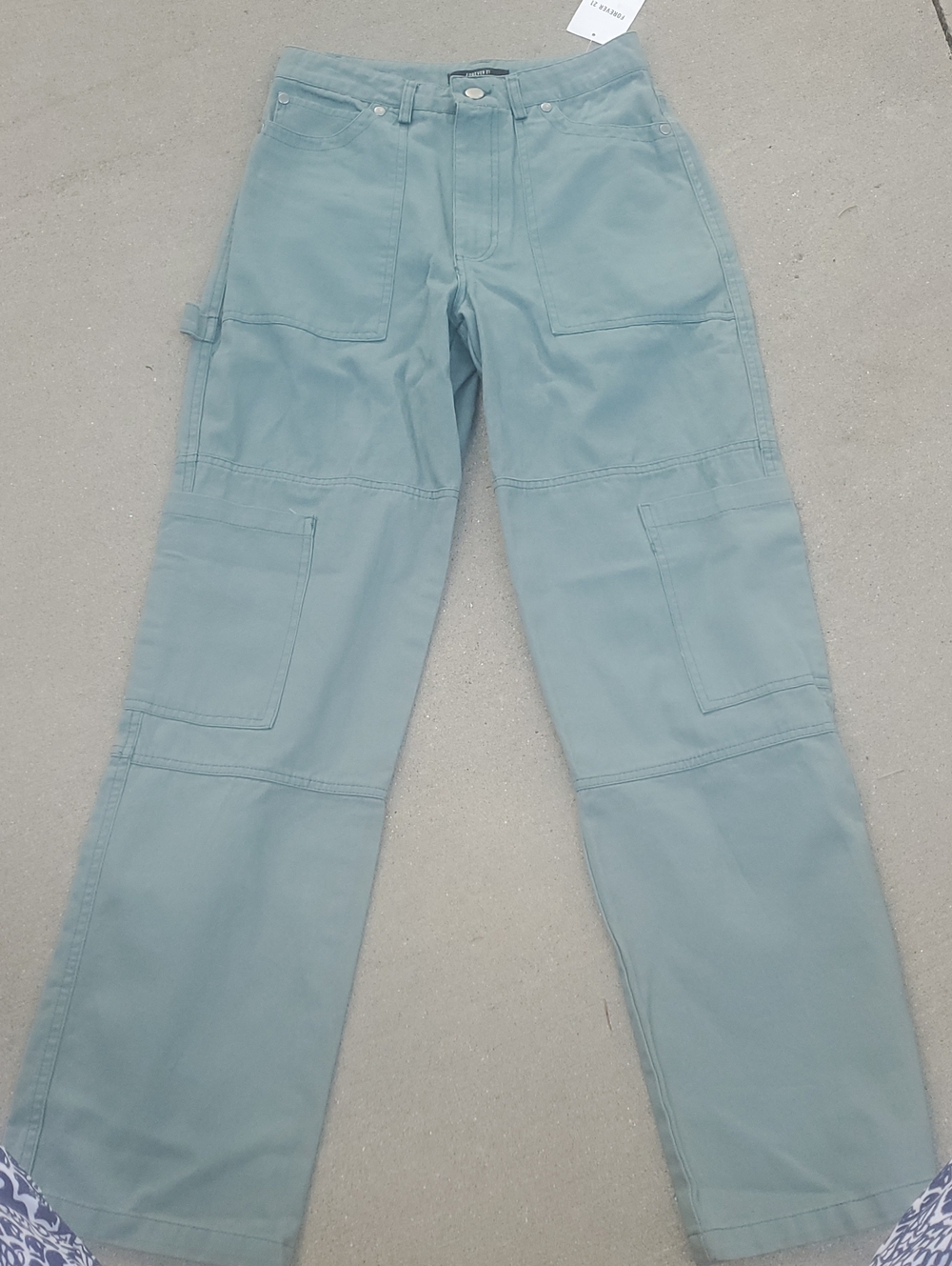 Light Sage Utility Carpenter Pants Womes Size Medium New Witg Tags Wide Leg